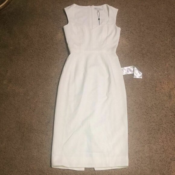 Dress The Population Elle Queen Anne Sweetheart Neck Sheath Midi Dress White XXL - Picture 4 of 12